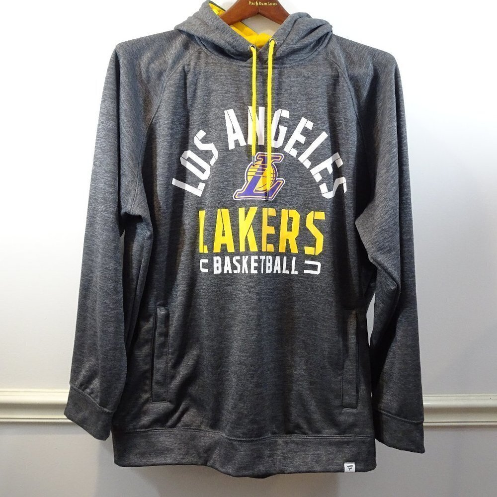 Fanatics LA Lakers Hoodie Sweatshirt Mens 1XB Gray NBA Los Angeles Lakers Logo